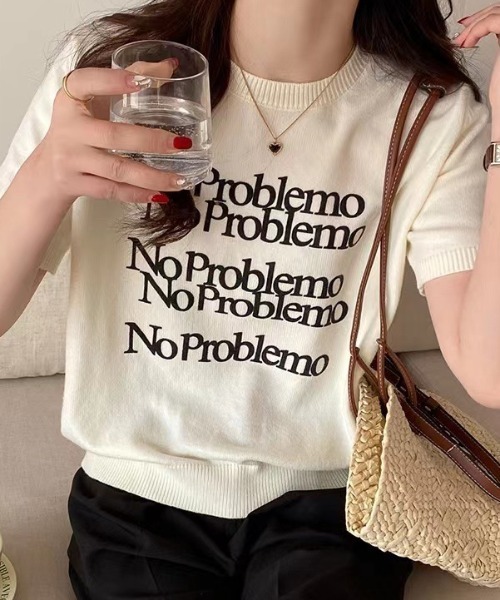 Vipoa（ヴィポア）の「No Problemo logo summer knit（ニット/セーター・レディース・ホワイト系その他/アイボリー/ブラック/グレー・FREE）」の2枚目の写真