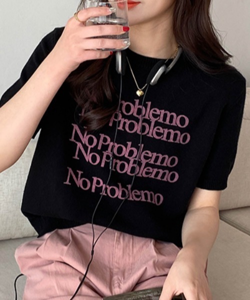 Vipoa（ヴィポア）の「No Problemo logo summer knit（ニット/セーター・レディース・ホワイト系その他/アイボリー/ブラック/グレー・FREE）」の3枚目の写真