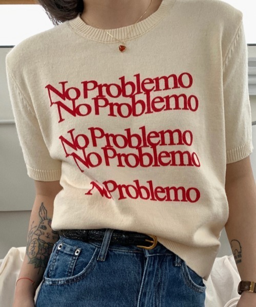 Vipoa（ヴィポア）の「No Problemo logo summer knit（ニット/セーター・レディース・ホワイト系その他/アイボリー/ブラック/グレー・FREE）」の5枚目の写真
