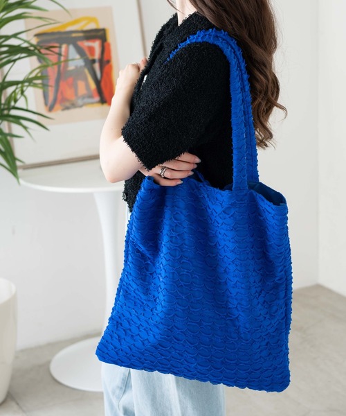 WEGO（ウィゴー）の「WEGO/カットフリルトートバッグ（トートバッグ・レディース・ホワイト/ブラック/ブルー・FREE）」の3枚目の写真