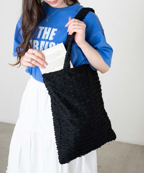 WEGO（ウィゴー）の「WEGO/カットフリルトートバッグ（トートバッグ・レディース・ホワイト/ブラック/ブルー・FREE）」の7枚目の写真