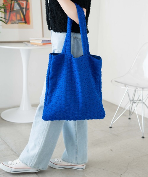 WEGO（ウィゴー）の「WEGO/カットフリルトートバッグ（トートバッグ・レディース・ホワイト/ブラック/ブルー・FREE）」の6枚目の写真