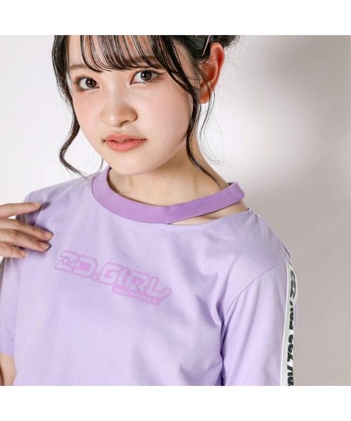 ZIDDY(ジディ)の「ZIDDY/ネックカット推しカラーTシャツ(130~160cm)(Tシャツ/カットソー・キッズ・ブラック/ホワイト/パープル/ブルー・150/140/160/130)」の6枚目の写真