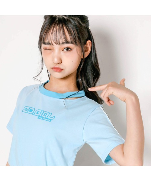 ZIDDY(ジディ)の「ZIDDY/ネックカット推しカラーTシャツ(130~160cm)(Tシャツ/カットソー・キッズ・ブラック/ホワイト/パープル/ブルー・150/140/160/130)」の12枚目の写真