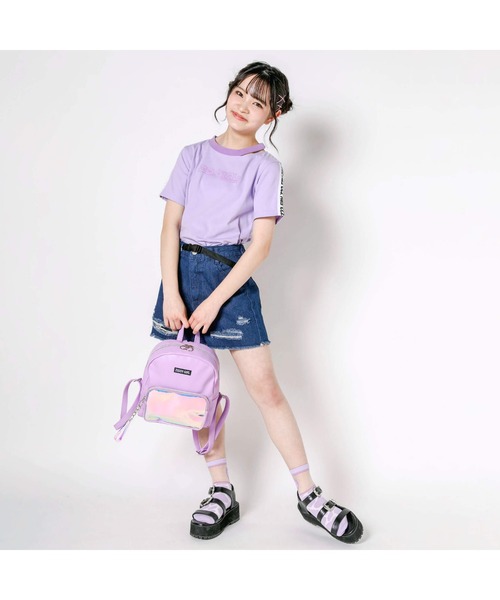 ZIDDY(ジディ)の「ZIDDY/ネックカット推しカラーTシャツ(130~160cm)(Tシャツ/カットソー・キッズ・ブラック/ホワイト/パープル/ブルー・150/140/160/130)」の7枚目の写真