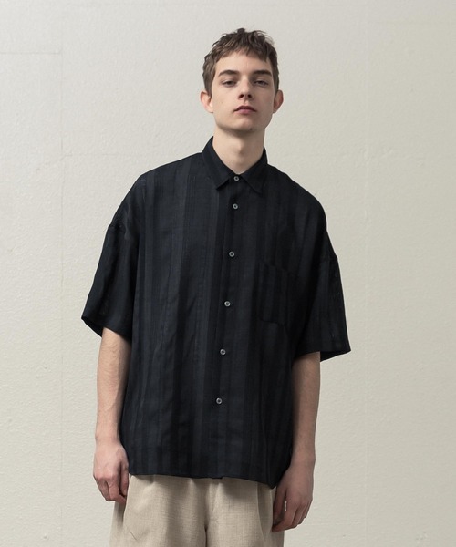SLICK(スリック)の「ストライプリノクロスドロップショルダーシャツ(シャツ/ブラウス・メンズ・ブラック/オフホワイト・1/2/3)」の10枚目の写真