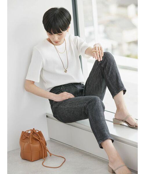 AMERICAN HOLIC（アメリカンホリック）の「抗菌防臭針抜きリブカットプルオーバー（Tシャツ/カットソー・レディース・ブラウン/ブラック/チャコールグレー/オフホワイト・L/M）」の13枚目の写真