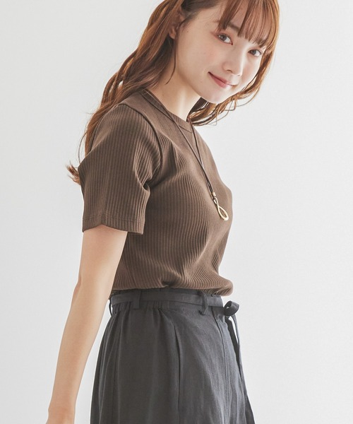 AMERICAN HOLIC（アメリカンホリック）の「抗菌防臭針抜きリブカットプルオーバー（Tシャツ/カットソー・レディース・ブラウン/ブラック/チャコールグレー/オフホワイト・L/M）」の4枚目の写真