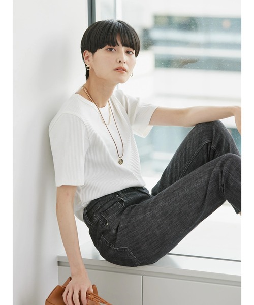 AMERICAN HOLIC（アメリカンホリック）の「抗菌防臭針抜きリブカットプルオーバー（Tシャツ/カットソー・レディース・ブラウン/ブラック/チャコールグレー/オフホワイト・L/M）」の14枚目の写真