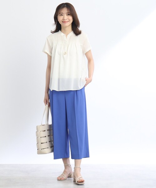 Reflect(リフレクト)の「◆【接触冷感/洗える】シャーリングシアーブラウス(シャツ/ブラウス・レディース・ブルー/ブラウン系/アイボリー/ブラック/ワインレッド・09/11/07/17/05/15 /13)」の16枚目の写真