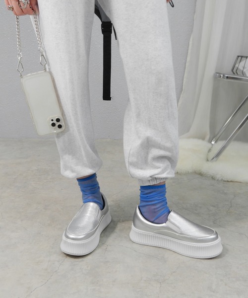 minia（ミニア）の「シアーソックス（ソックス/靴下・レディース・アイボリー/カーキ/パープル/ブルー/イエロー/ブラック・FREE）」の14枚目の写真