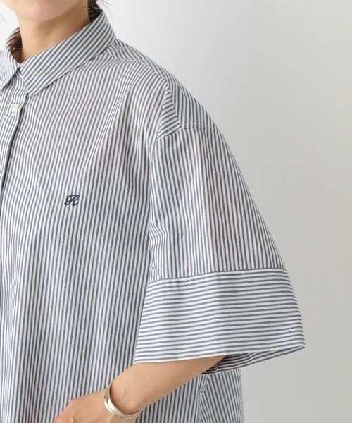 LEPSIM(レプシィム)の「刺繍ストライプBIGシャツ 906292(シャツ/ブラウス・レディース・ブルー/ピンク/グリーン/オレンジ/ネイビー・FREE)」の9枚目の写真