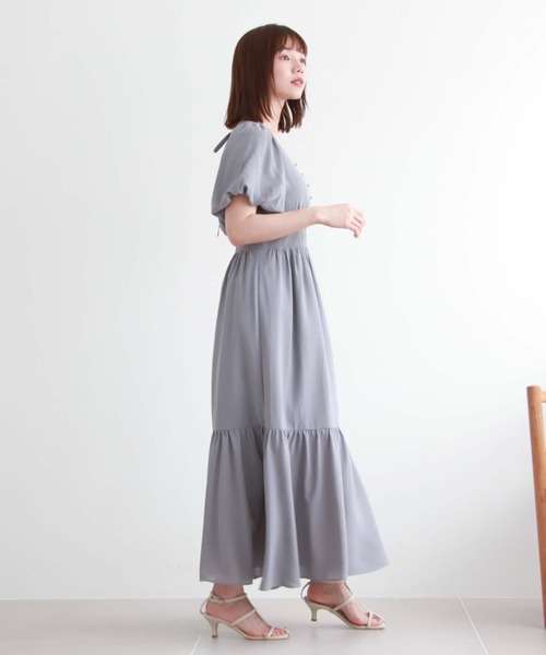 archives（アルシーヴ）の「麻調バックシャンギャザーティアードワンピース（ワンピース・レディース・グリーン/ブルーグレー/ブラック・MEDIUM）」の13枚目の写真