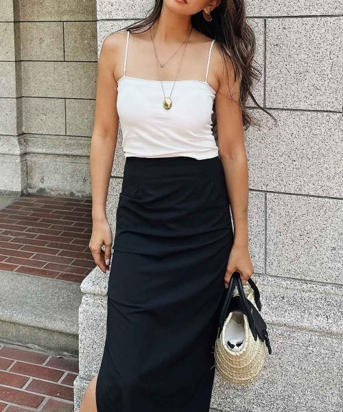 esutoreja(エストレジャ)の「シンプルカップキャミ(キャミソール・レディース・ホワイト/ブラウン/カーキ/ブラック・FREE)」の3枚目の写真