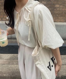 ribbon satin sheer raglan blouse
