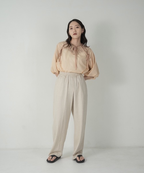 lawgy（ラウジー）の「ribbon satin sheer raglan blouse（シャツ/ブラウス・レディース・ブルー/アイボリー/オレンジ系その他・FREE）」の16枚目の写真