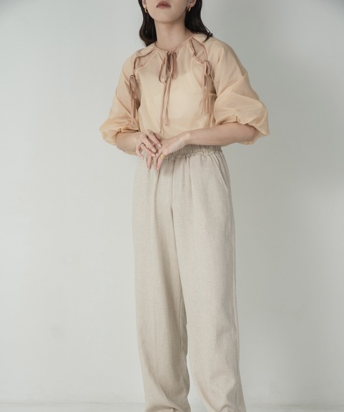 lawgy（ラウジー）の「ribbon satin sheer raglan blouse（シャツ/ブラウス・レディース・ブルー/アイボリー/オレンジ系その他・FREE）」の12枚目の写真