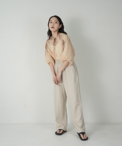 lawgy（ラウジー）の「ribbon satin sheer raglan blouse（シャツ/ブラウス・レディース・ブルー/アイボリー/オレンジ系その他・FREE）」の20枚目の写真