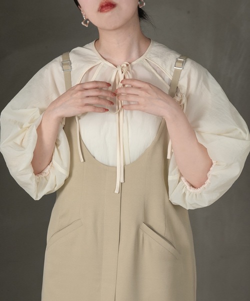 lawgy（ラウジー）の「ribbon satin sheer raglan blouse（シャツ/ブラウス・レディース・ブルー/アイボリー/オレンジ系その他・FREE）」の18枚目の写真