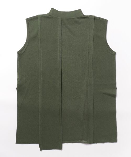 TITE IN THE STORE（ティテ　インザ　ストア）の「ミニネックシアー切替ノースリーブニットプルオーバー（ニット/セーター・レディース・グリーン/チャコールグレー・38）」の3枚目の写真