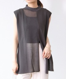 TITE IN THE STORE | ミニネックシアー切替ノースリーブニットプルオーバー(ニット/セーター)