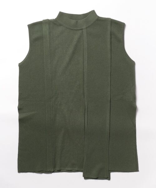 TITE IN THE STORE（ティテ　インザ　ストア）の「ミニネックシアー切替ノースリーブニットプルオーバー（ニット/セーター・レディース・グリーン/チャコールグレー・38）」の21枚目の写真
