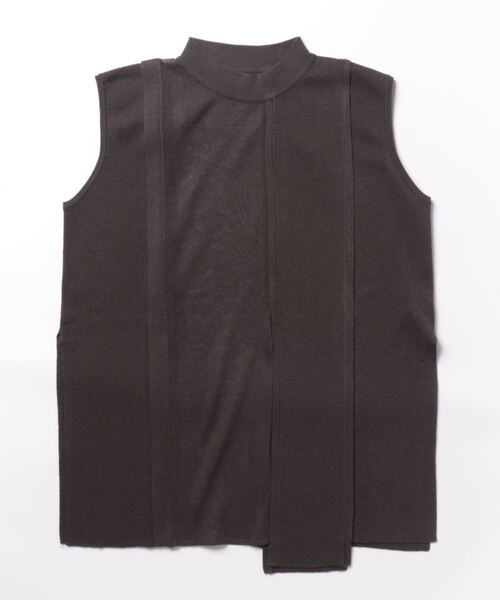 TITE IN THE STORE（ティテ　インザ　ストア）の「ミニネックシアー切替ノースリーブニットプルオーバー（ニット/セーター・レディース・グリーン/チャコールグレー・38）」の22枚目の写真