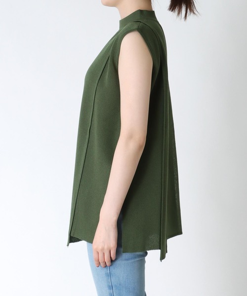 TITE IN THE STORE（ティテ　インザ　ストア）の「ミニネックシアー切替ノースリーブニットプルオーバー（ニット/セーター・レディース・グリーン/チャコールグレー・38）」の11枚目の写真