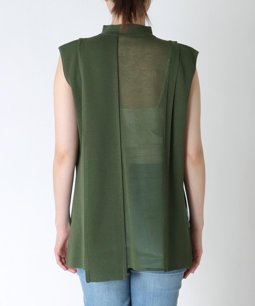 TITE IN THE STORE（ティテ　インザ　ストア）の「ミニネックシアー切替ノースリーブニットプルオーバー（ニット/セーター・レディース・グリーン/チャコールグレー・38）」の12枚目の写真