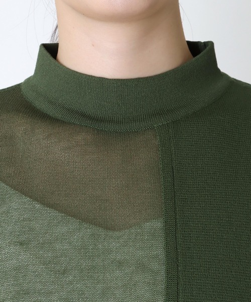 TITE IN THE STORE（ティテ　インザ　ストア）の「ミニネックシアー切替ノースリーブニットプルオーバー（ニット/セーター・レディース・グリーン/チャコールグレー・38）」の13枚目の写真