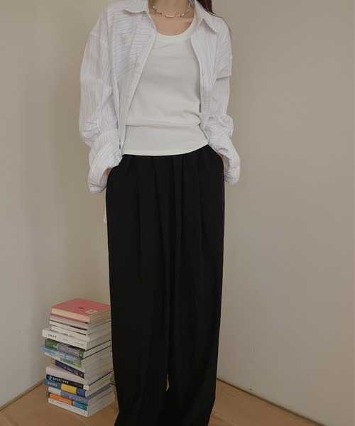 DAY CLOSET（デイ クローゼット）の「レディース ギャザーイージーワイドパンツ（その他パンツ・レディース・ベージュ/ブラック・S/M）」の3枚目の写真