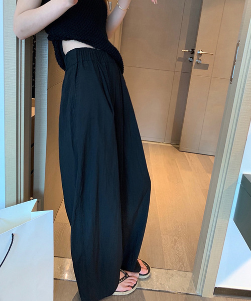 DAY CLOSET（デイ クローゼット）の「レディース ギャザーイージーワイドパンツ（その他パンツ・レディース・ベージュ/ブラック・S/M）」の4枚目の写真