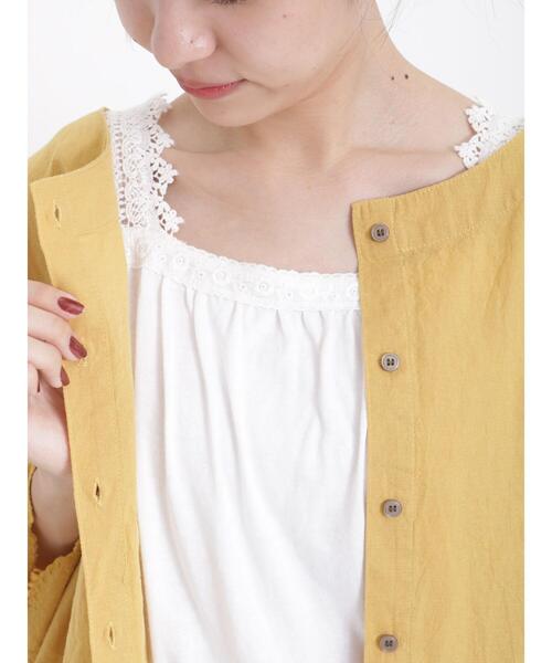 Samansa Mos2(サマンサ モスモス)の「トーションレースノースリーブカットソー(タンクトップ・レディース・キナリ/チャコールグレー/オフホワイト・F)」の4枚目の写真