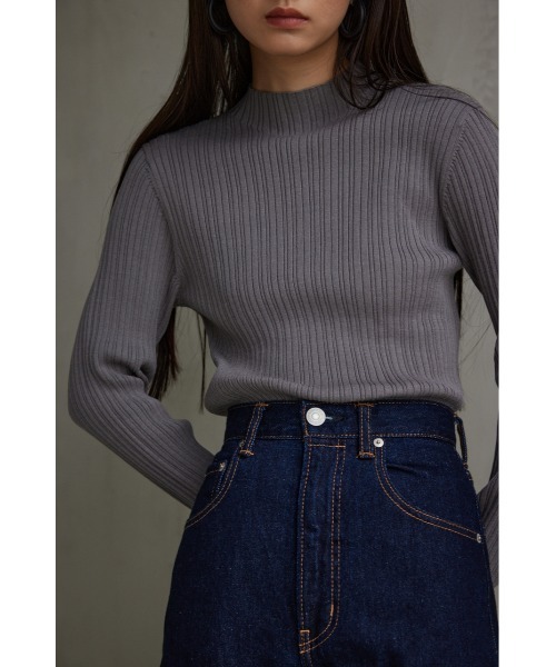 AZUL by moussy(アズールバイマウジー)の「ランダムリブハイネックニットトップス(ニット/セーター・レディース・グレー/ブルー/アイボリー/ブラック/イエロー/ミント/ライトグレー・SMALL/MEDIUM)」の5枚目の写真