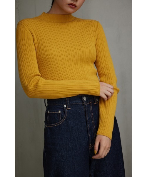 AZUL by moussy(アズールバイマウジー)の「ランダムリブハイネックニットトップス(ニット/セーター・レディース・グレー/ブルー/アイボリー/ブラック/イエロー/ミント/ライトグレー・SMALL/MEDIUM)」の7枚目の写真