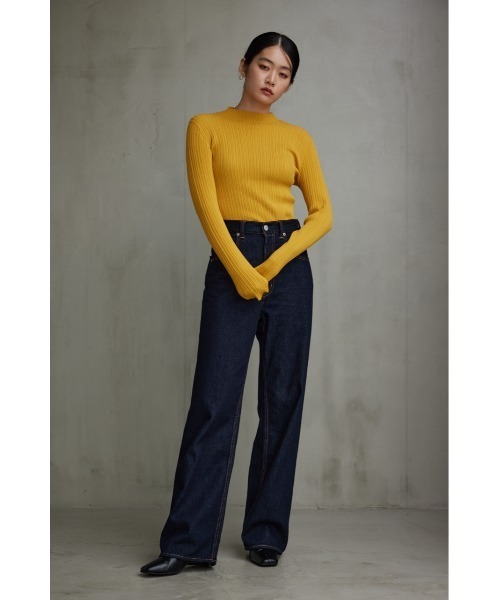 AZUL by moussy(アズールバイマウジー)の「ランダムリブハイネックニットトップス(ニット/セーター・レディース・グレー/ブルー/アイボリー/ブラック/イエロー/ミント/ライトグレー・SMALL/MEDIUM)」の10枚目の写真