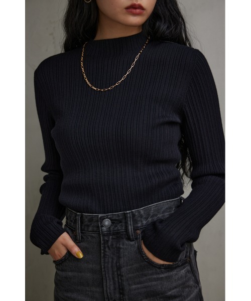 AZUL by moussy(アズールバイマウジー)の「ランダムリブハイネックニットトップス(ニット/セーター・レディース・グレー/ブルー/アイボリー/ブラック/イエロー/ミント/ライトグレー・SMALL/MEDIUM)」の17枚目の写真
