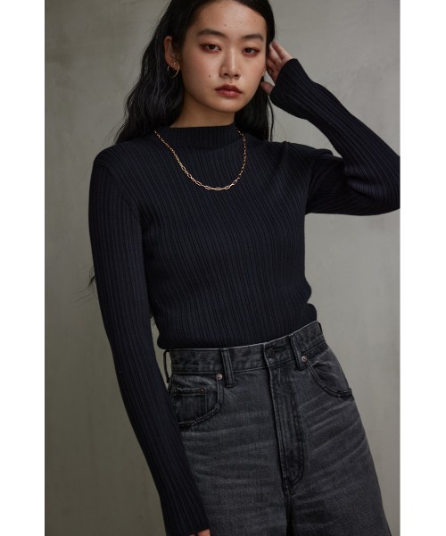 AZUL by moussy(アズールバイマウジー)の「ランダムリブハイネックニットトップス(ニット/セーター・レディース・グレー/ブルー/アイボリー/ブラック/イエロー/ミント/ライトグレー・SMALL/MEDIUM)」の18枚目の写真