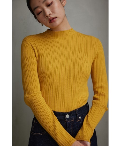 AZUL by moussy(アズールバイマウジー)の「ランダムリブハイネックニットトップス(ニット/セーター・レディース・グレー/ブルー/アイボリー/ブラック/イエロー/ミント/ライトグレー・SMALL/MEDIUM)」の8枚目の写真