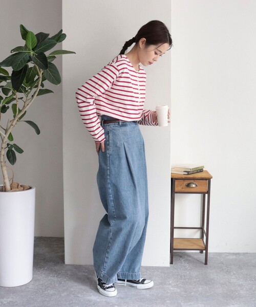 fredy emue（フレディエミュ）の「ボーダーパール釦ヘンリープルオーバー（Tシャツ/カットソー・レディース・ブラック系その他/ブルー系その他/レッド系その他・38）」の14枚目の写真