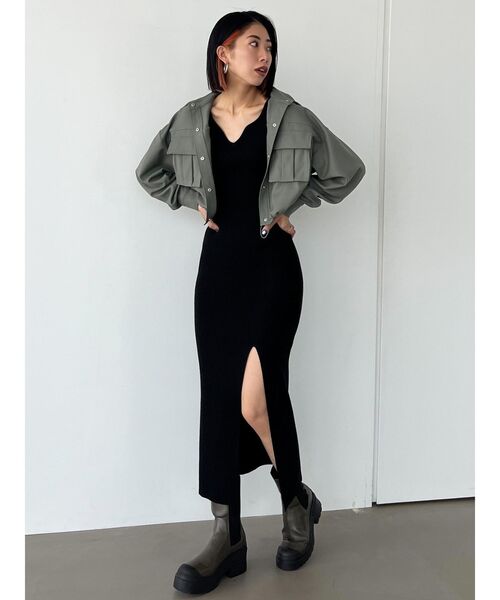 EMODA（エモダ）の「ドロストリングクロップシャツ（シャツ/ブラウス・レディース・その他/カーキ/アイボリー/ブラック・FREE）」の7枚目の写真