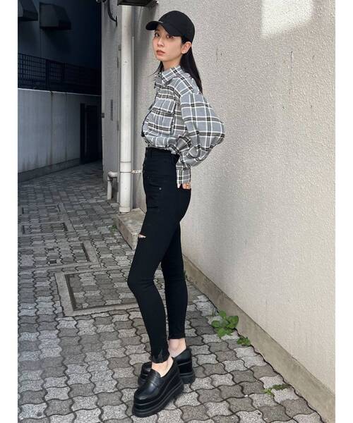 EMODA（エモダ）の「ドロストリングクロップシャツ（シャツ/ブラウス・レディース・その他/カーキ/アイボリー/ブラック・FREE）」の12枚目の写真