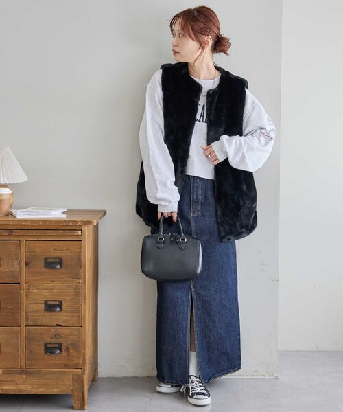 WEB限定】フェイクファーロングベスト（ベスト）｜DISCOAT