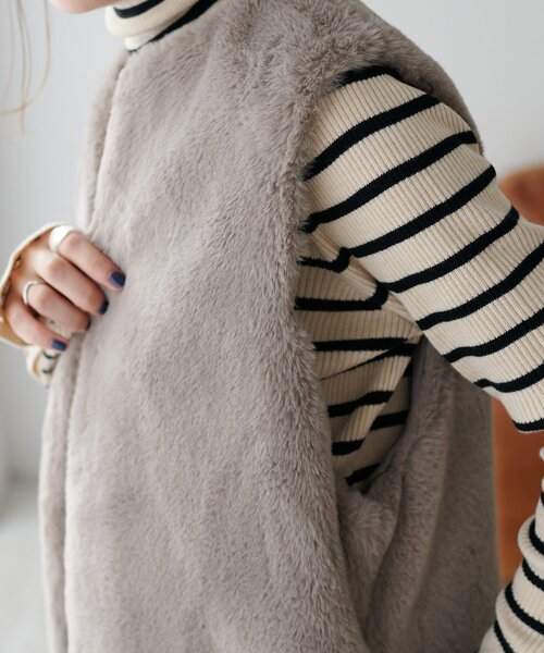 セール】【WEB限定】フェイクファーロングベスト（ベスト）｜DISCOAT