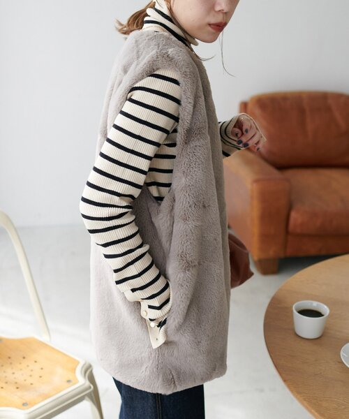 WEB限定】フェイクファーロングベスト（ベスト）｜DISCOAT（ディス