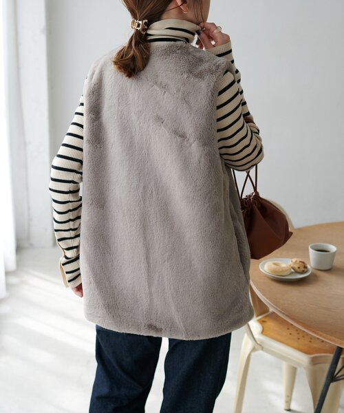 WEB限定】フェイクファーロングベスト（ベスト）｜DISCOAT（ディス