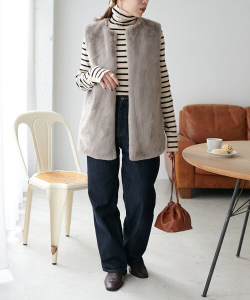 WEB限定】フェイクファーロングベスト（ベスト）｜DISCOAT（ディス