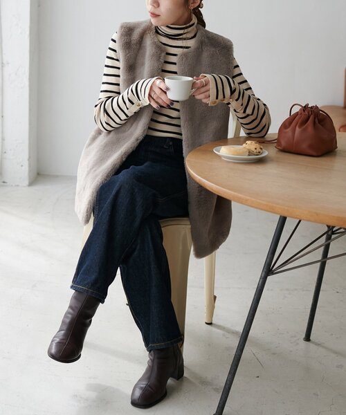 DISCOAT（ディスコート）の「【WEB限定】フェイクファーロングベスト