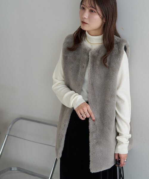 WEB限定】フェイクファーロングベスト（ベスト）｜DISCOAT（ディス