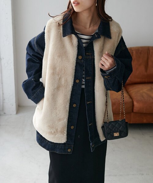 WEB限定】フェイクファーロングベスト（ベスト）｜DISCOAT（ディス